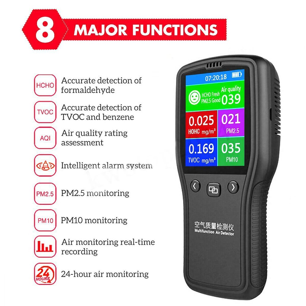 8 in 1 Detector Air Quality Monitor PM2.5 PM10 Formaldehyde