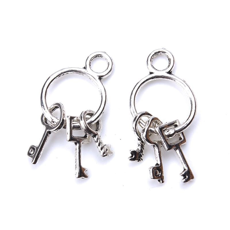 20 PCS 25mm x14mm Keys Charms Antique Silver Tone Cute for necklace pendant charms diy jewelry making