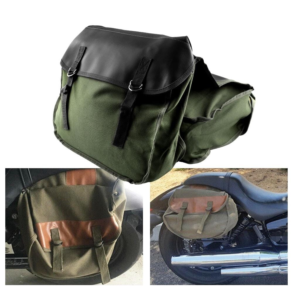 MB-OT298 Motorcycle Accessories Modified Side of the Box Canvas Bag Knight Bag Kit (Green)