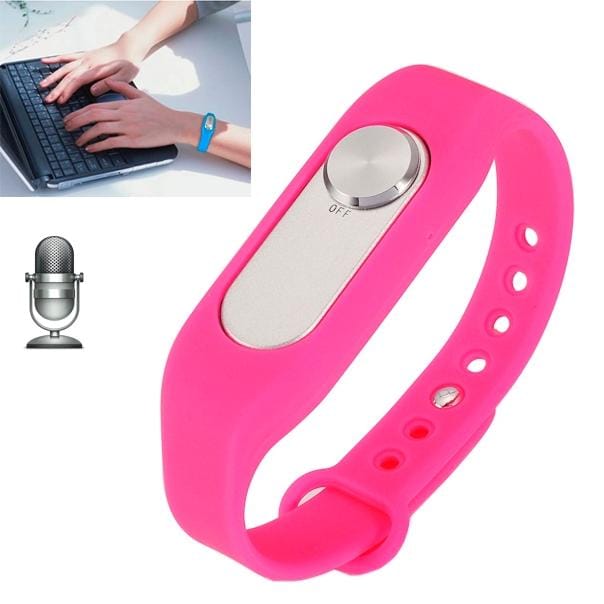 WR-06 Wearable Wristband 16GB Digital Voice Recorder Wrist Watch, One Button Long Time Recording (Magenta)