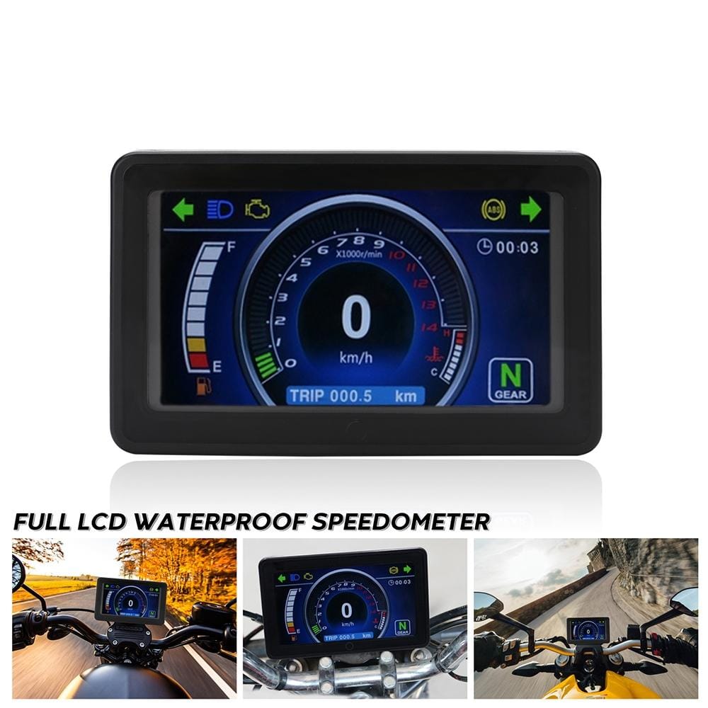 Speedpark Universal Motorcycle LCD Display Cluster Replaceable Speedometer Multi-function Instrument for 1 / 2 / 4 Cylinder