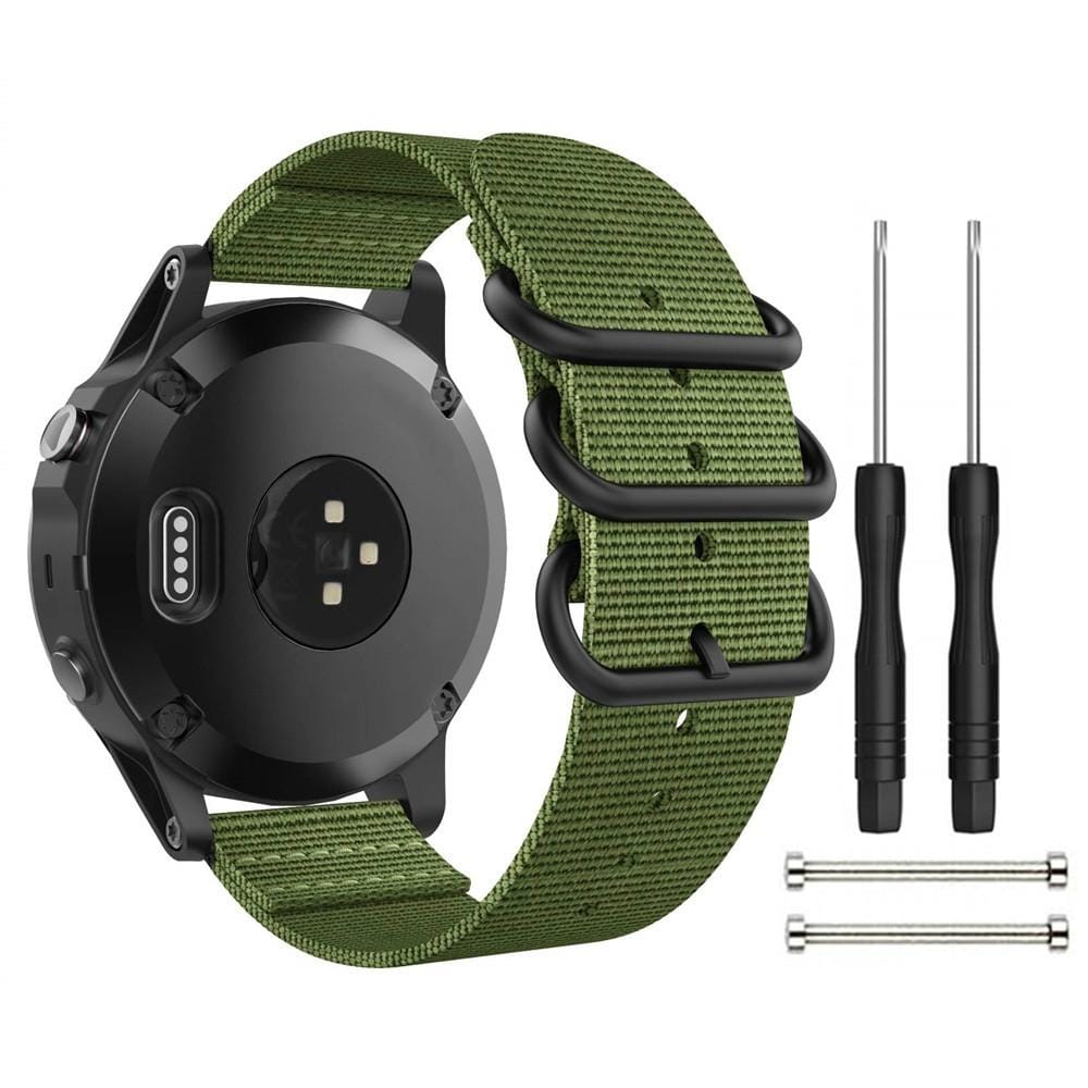 For Garmin Fenix 5 22mm Three-ring Nylon Watchband (Mazarine)