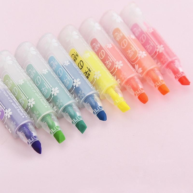 8 In 1 Creative Cartoon Mini Transparent Stick Fluorescent Marker