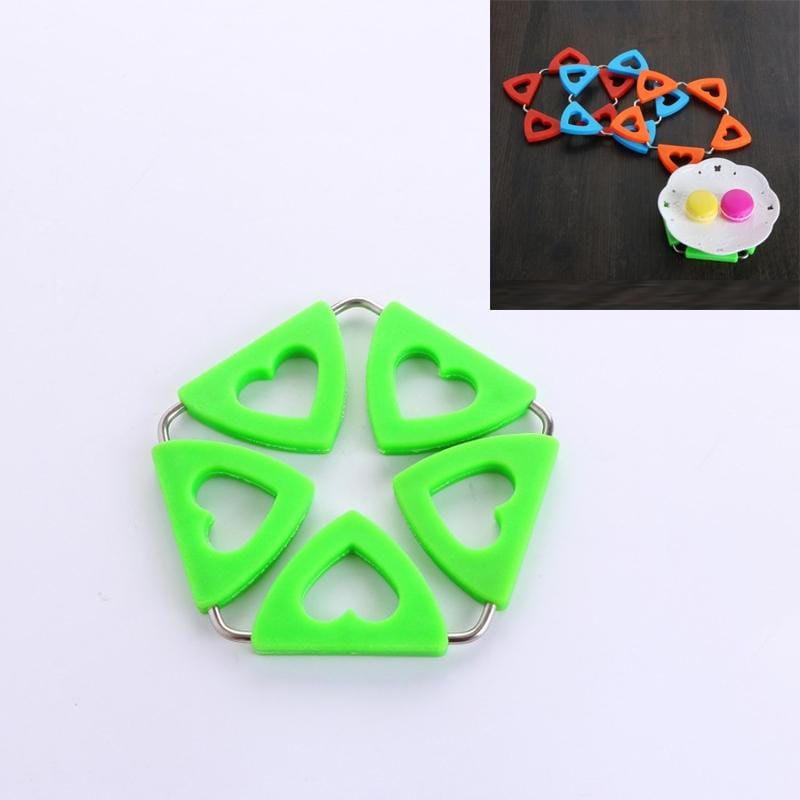 Silicone Insulation Mat Heart-shaped Place Mat Creative Pot Mat (Green)