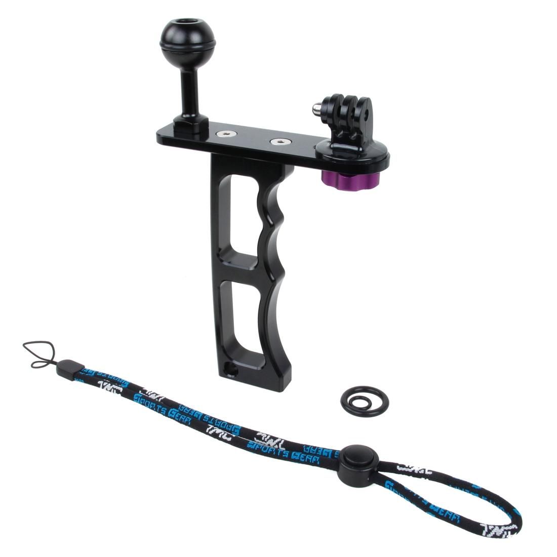 TMC Single Handheld Diving Light Arm Aluminum Mount with Lanyard for GoPro  NEW HERO /HERO6   /5 /5 Session /4 Session /4 /3+ /3 /2 /1, Xiaoyi and Other Action Cameras (Silver)