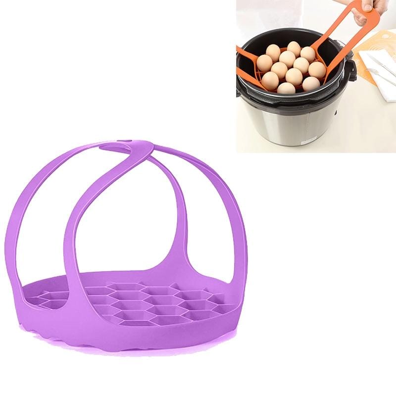 2 PCS Silicone Steamer Egg Cooker Silicone Steamer Basket, Size:6.5 Inches (Purple)