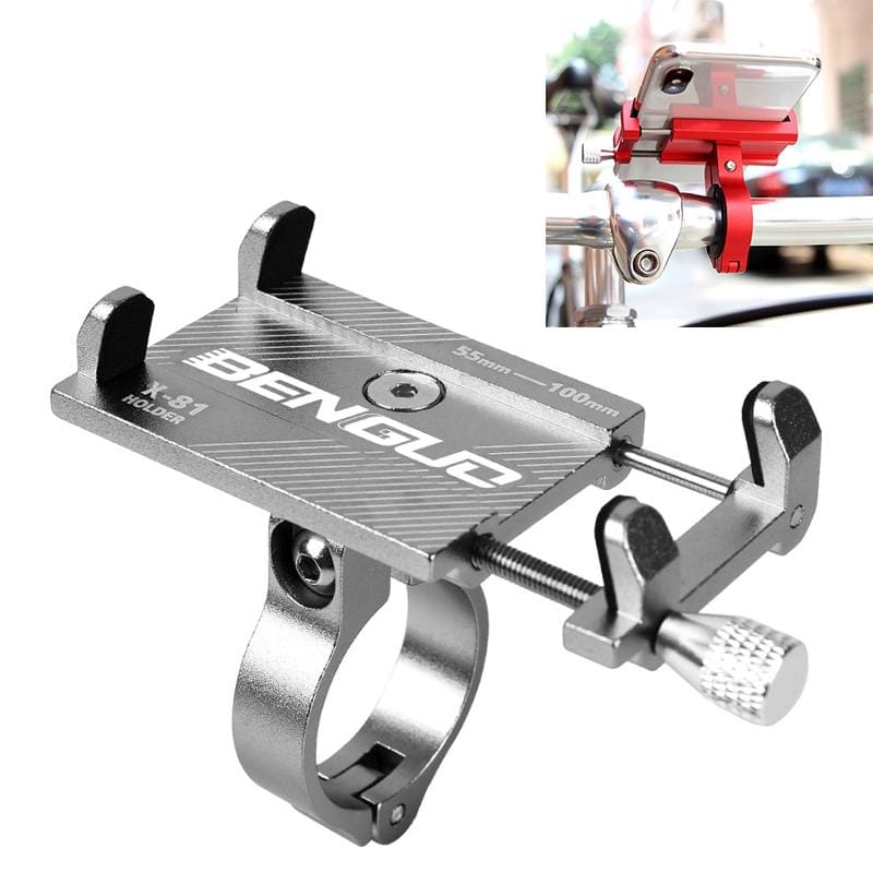 Motorcycle Handlebar Aluminum Alloy Phone Bracket (Silver)