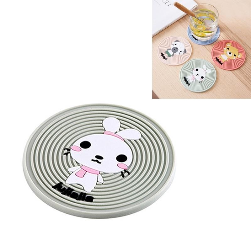 2 PCS Cartoon Animal Pattern Silicone Insulation Pad Placemat Home Anti-scalding Casserole High Temperature Potholder Heat-resistant Coaster, Size:S (Green)