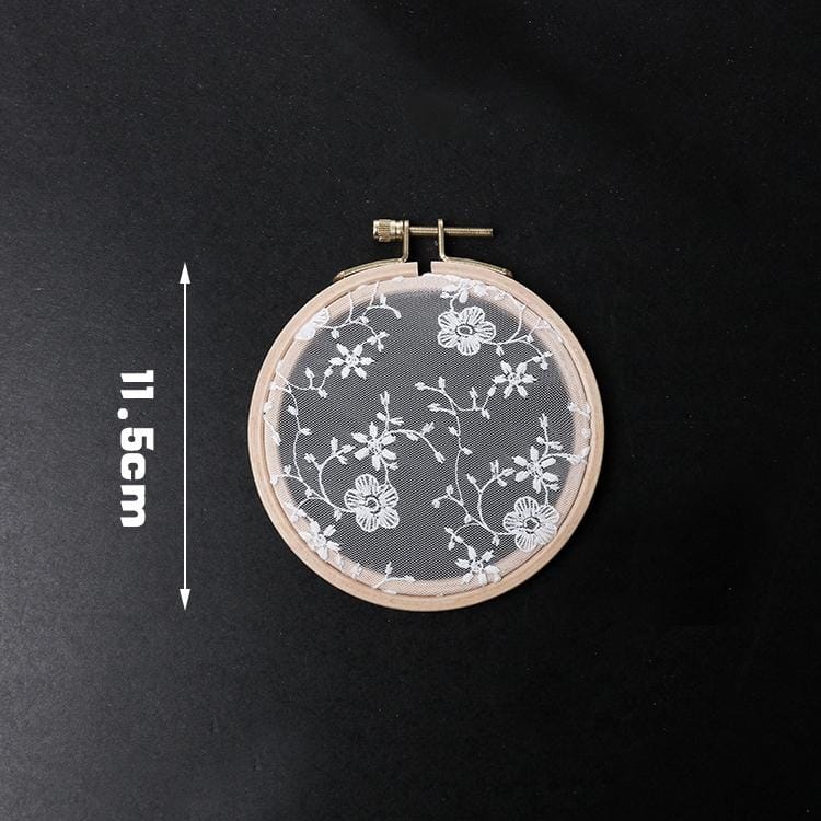 Round Embroidery Shed Lace Pad Jewelry Rack Earrings Storage Display Stand, Lace Ordinary Version, Size: S (Wood)