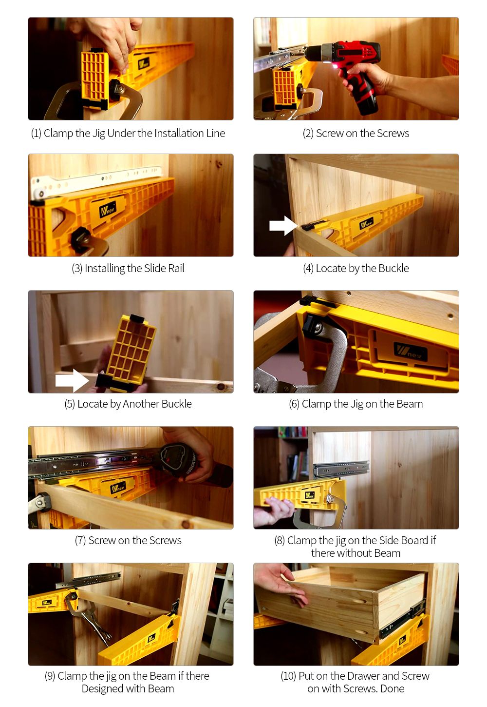 2pcs Drawer Installation Jig Set of 2pcs Woodworking Drawer