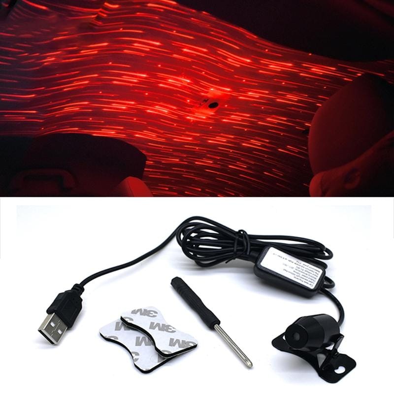 5V Roof Ceiling Decoration Car Red Light Star Night Lights Atmosphere Meteor Lamp Projector, Constantly Bright