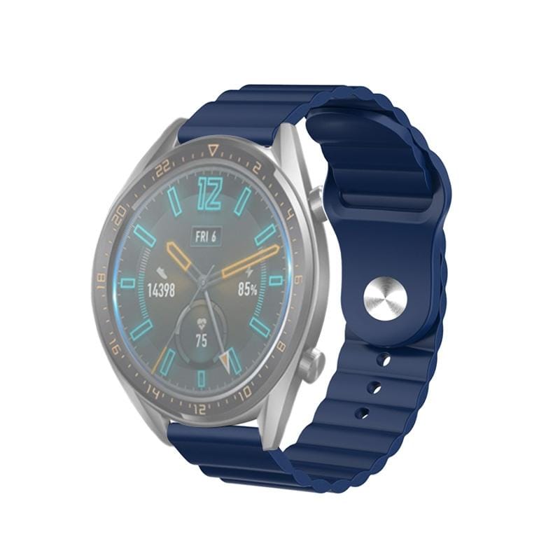 22mm For Huawei Watch GT2e / GT2 46mm Reverse Buckle Wave Silicone Strap (Blue)