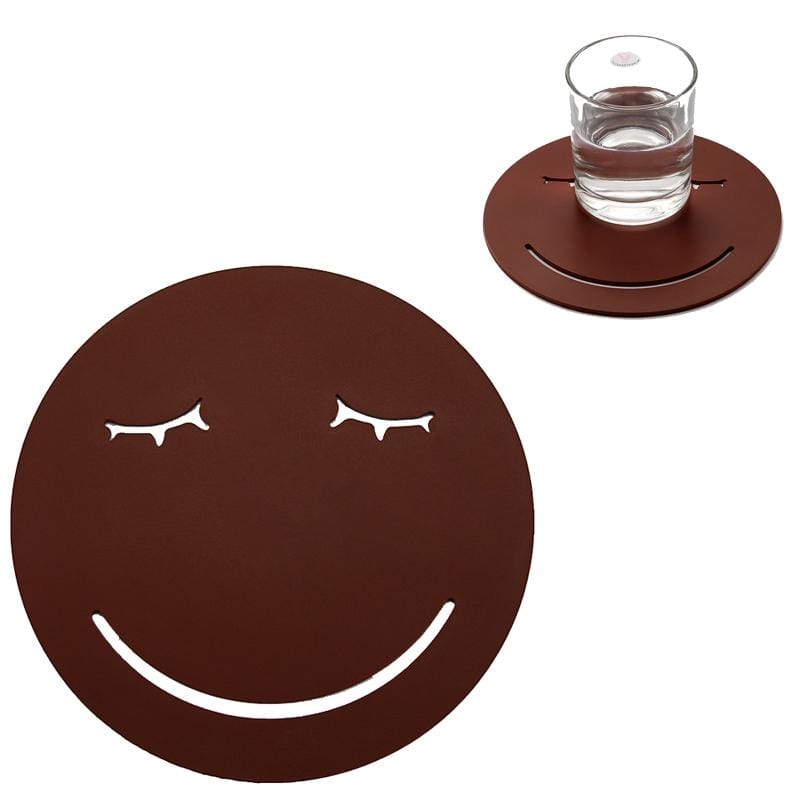 3 PCS Smile Face Expression Shape Food Grade Silicone Placemat Household Insulation Pad Cartoon Expression Non-Slip Table Mat Microwave Heating Pad (Brown)