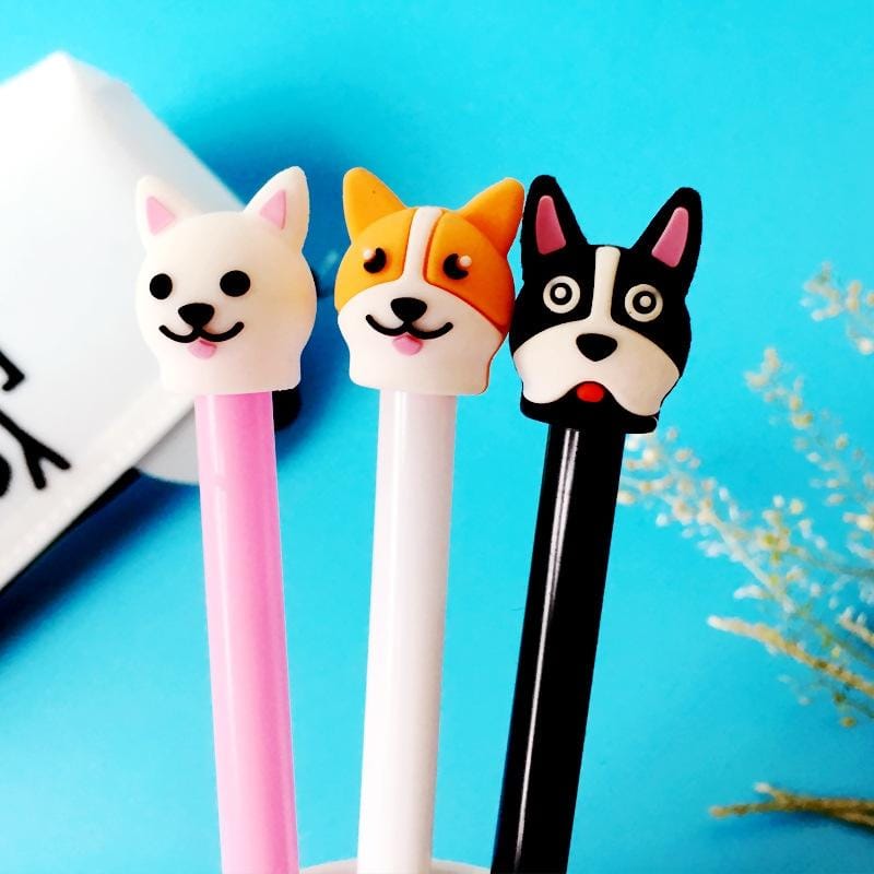 4 PCS  3D Puppy Shape Pen Office Stationery Student Writing Supplies, Random Color Delivery, Written:0.5mm (Black)