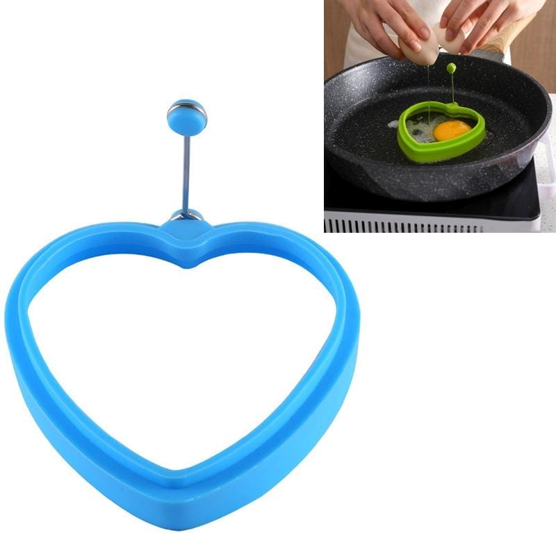 10 PCS Food Grade Silicone Heart-Shaped Omelette Pancake Mold Poached Egg Mold (Heart-shaped Blue)