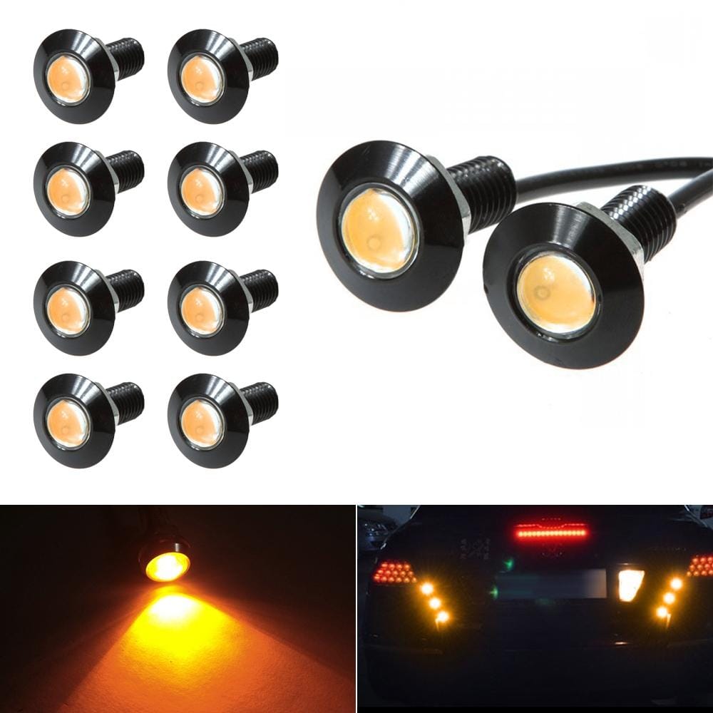 10 PCS 23mm 1.5W DC9-80V Motorcycle Eagle Eye Light Single Lens (Yellow Light)