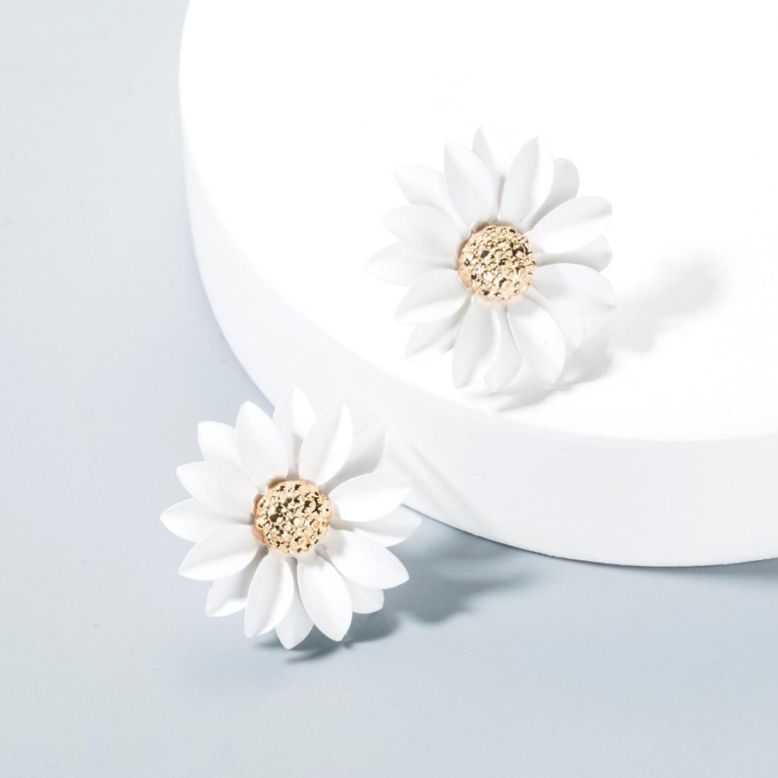 4 Pairs Fashion Temperament Women Flower Earrings (Pink)