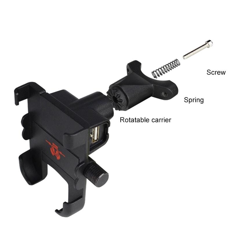 Portable Motorcycle Aluminium Alloy USB Charger Mobile Phone Holder, Handlebars Version
