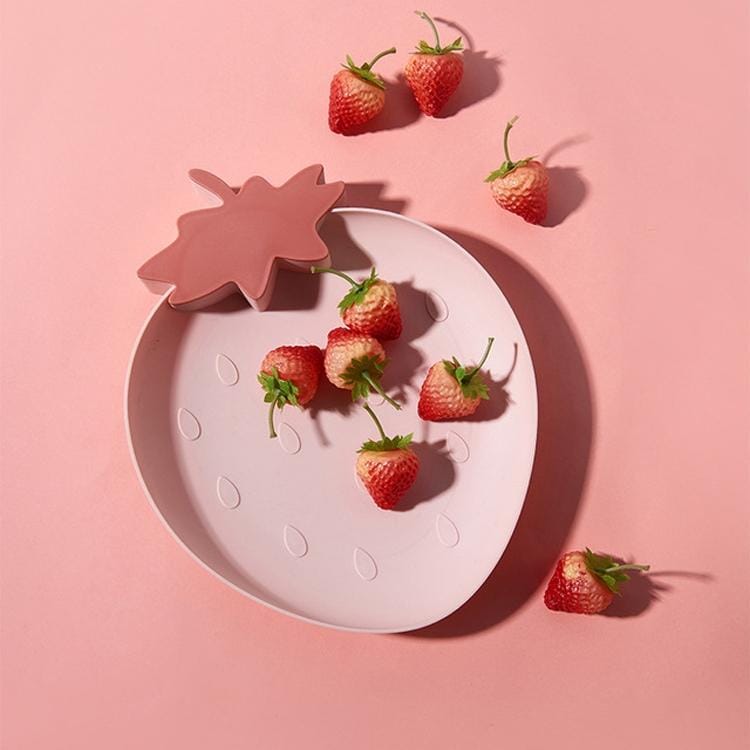2 PCS Creative Strawberry Shape Living Room Home Candy Dish Fruit Plate (Pink)