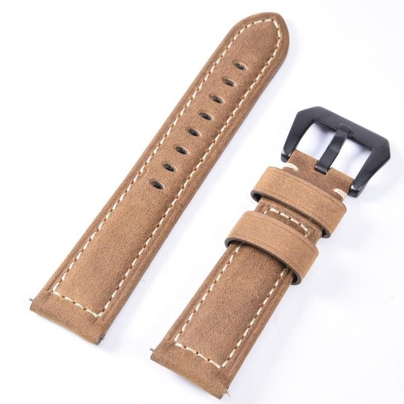 Frosted leather large black buckle For  Huawei Watch GT / Watch 2 Pro Watch strap (Light Brown)