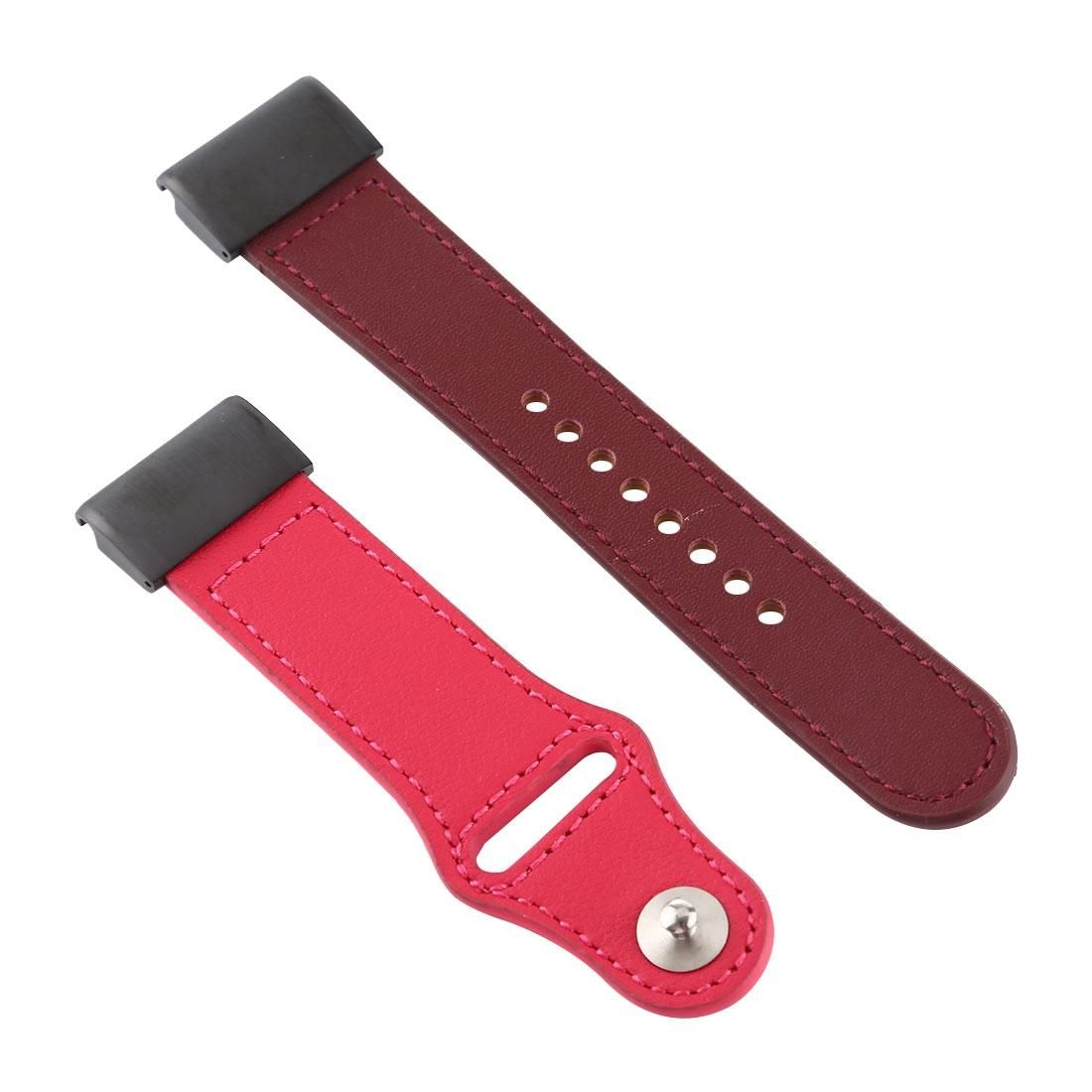 For Garmin Fenix 5X Color-blocking Leather Watchband (Rose Red)