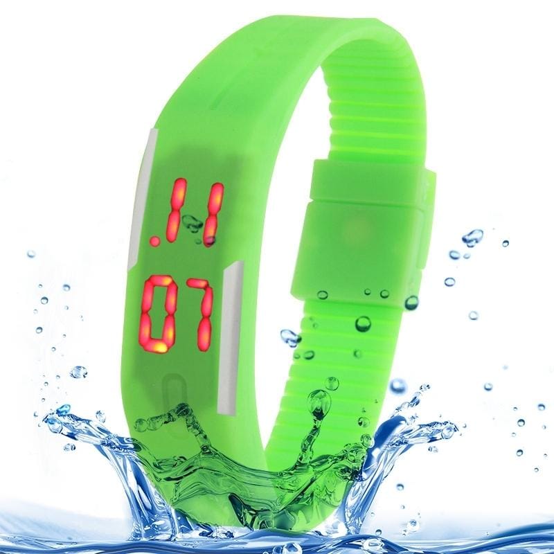 Fashion Waterproof Silicone Bracelet Watch with LED Display (Green)
