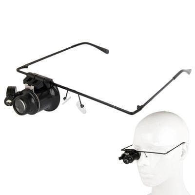 20X Glasses Type Watch Repair Magnifier With LED Light (Black)
