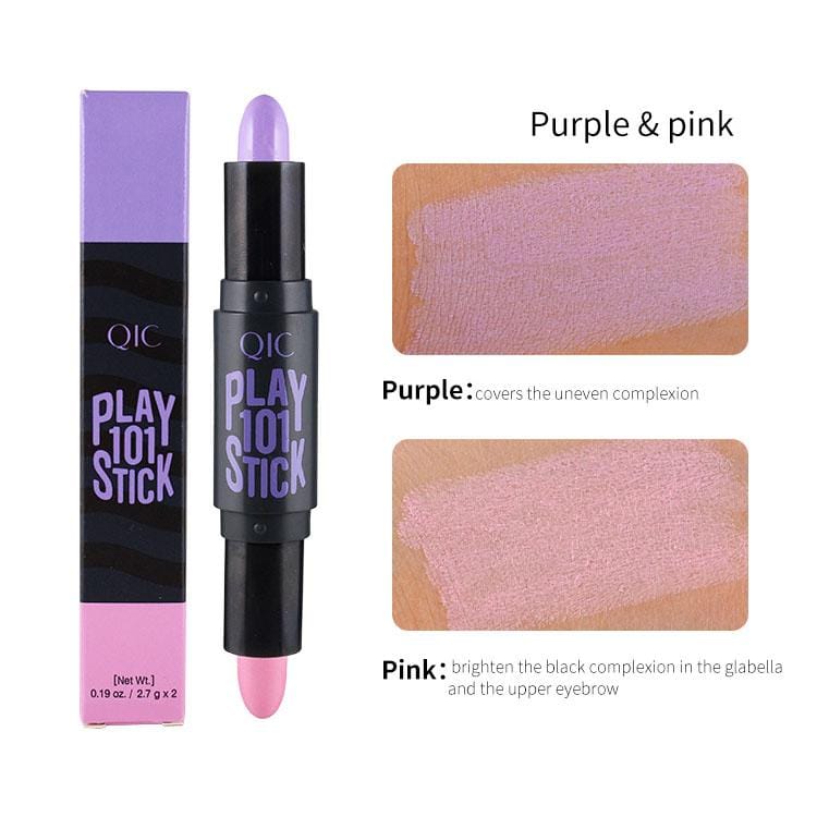 QIC Cosmetic Water-proof Double-end Highlighter And Shimmer Stick Concealer Face Makeup Whitening Concealer Retouched Face Silhouette (Style4)