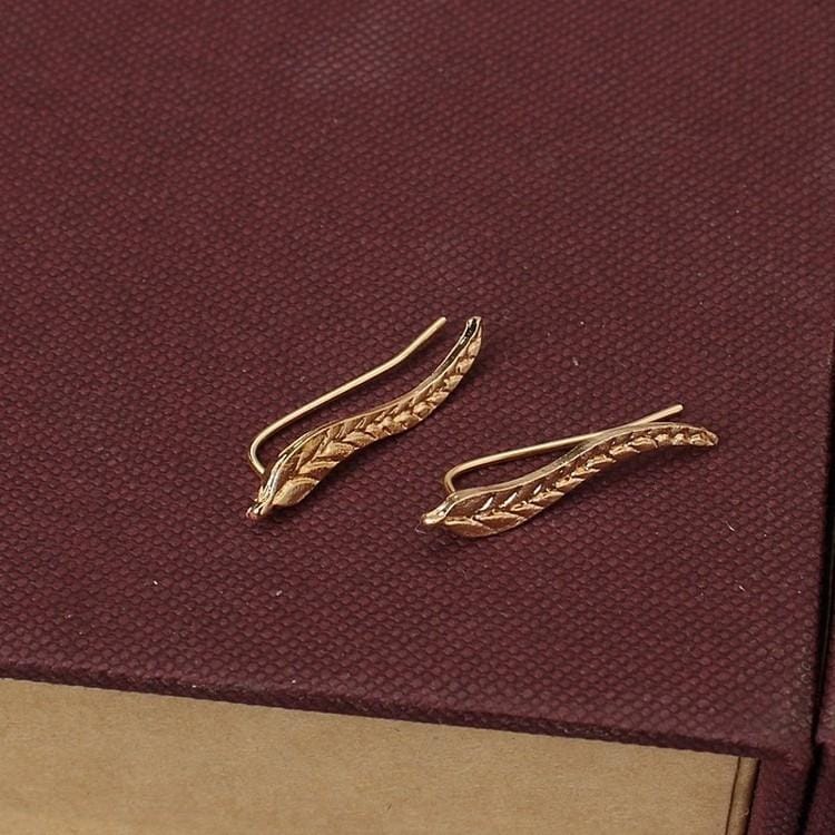 5 Pairs Women Fashion Jewelry Metal Leaf Stud Earrings (Gold)