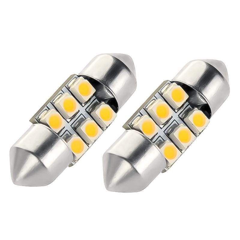 1 Pair 31mm Warm White 6 LED Reading Light Car Bulb (Warm White)