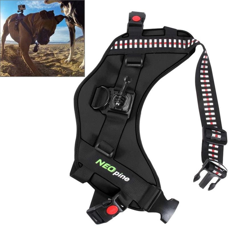 NEOpine Dog Fetch Hound Harness Adjustable Chest Strap Belt Mount for GoPro HERO 4 / 3+ / 3 / 2 / 1 (Black)