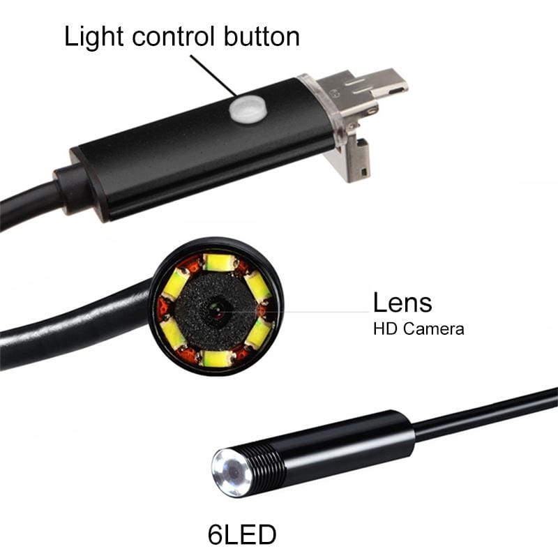 AN99 2 in 1 IP67 Waterproof Micro USB + USB HD Endoscope Hard Tube Inspection Camera for Parts of OTG Function Android Mobile Phone, with 6 LEDs, Lens Diameter:7mm (Length: 10m)