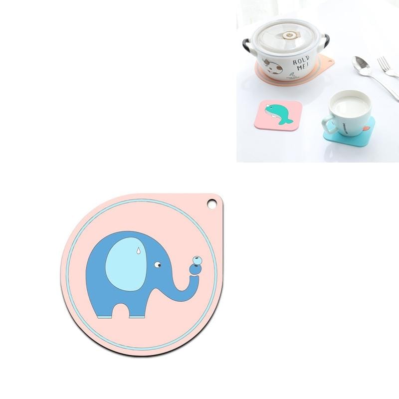 Cartoon Insulation Pad Placemat Anti-scalding Creative Home Cute Bowl Mat PVC Coaster (Elephant)