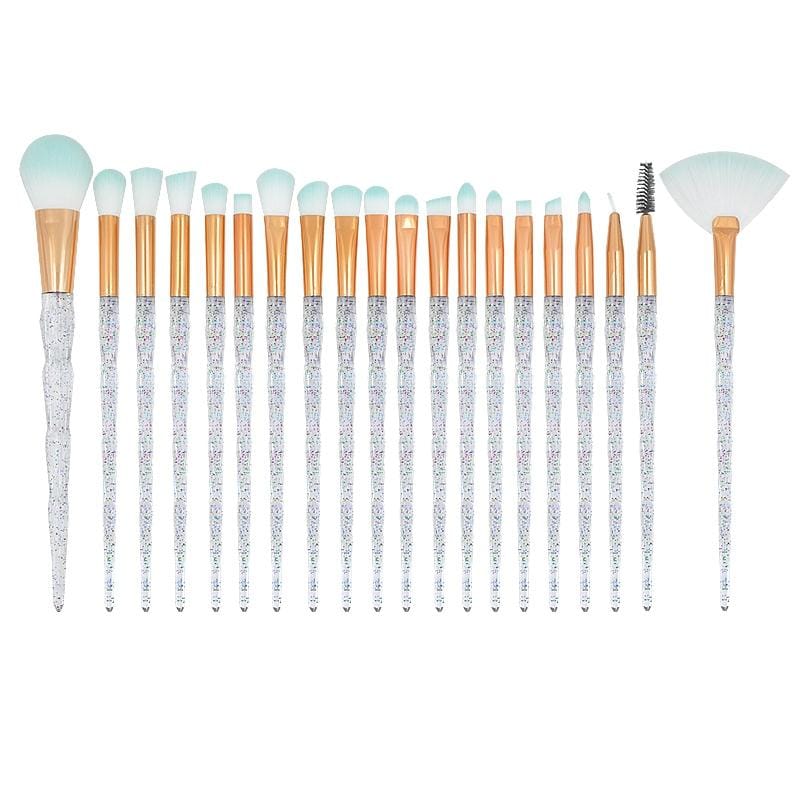 20 in 1 Diamond Handle Eye Brush Multi-functional Makeup Brush, Pink+Blue Handle and Sky Blue Brush (Style6)