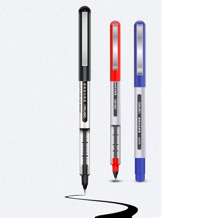 12 PCS Deli S656 Straight Liquid Gel Pen 0.5 mm Conference Office Signature Pen Student Pen (S656 Blue)