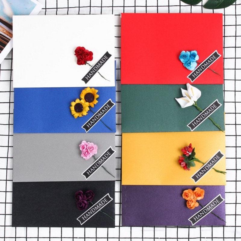 3 PCS Pearl Paper Envelope Creative DIY Invitation Letter Love Letter Postcard 6 Inch Photo Storage Folder (Dark Green Calla Lily)