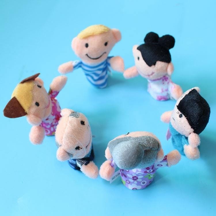 6 PCS Kids Puppets Theater Gift Cartoon Family Finger Plush Cloth Toy Hand Dolls Set, Random Color Delivery