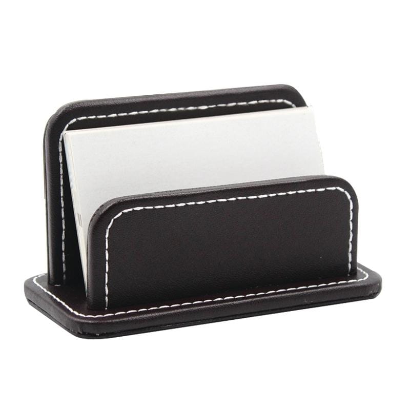 2 Blocks Office Stationery Leather Name Card Holder Stationery Bussiness  Office Home Card Holder (Black)
