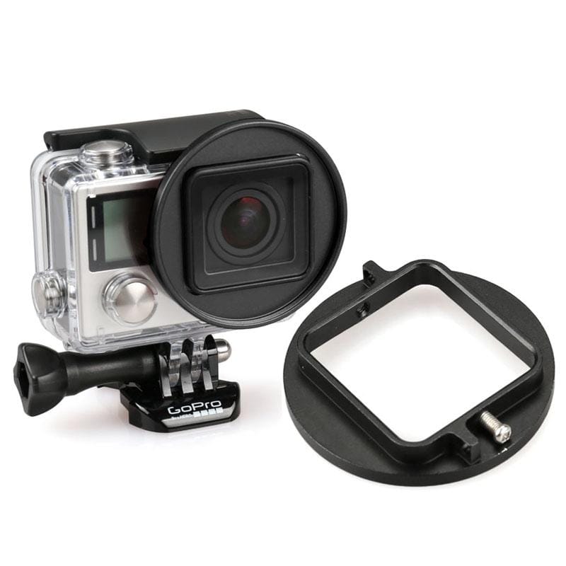 52mm UV Lens Filter Adapter Ring for GoPro HERO 4 / 3+ Rig Cage Case Mount (Black)