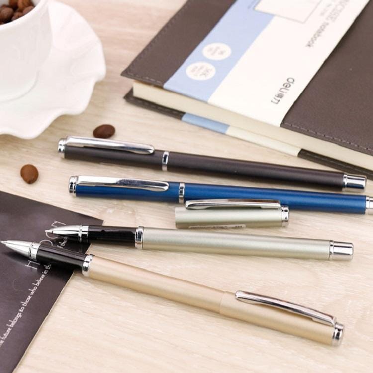 3 PCS Deli S82 Metal Business Gel Pen Male And Female Student Office Carbon Pen (Champagne Gold)