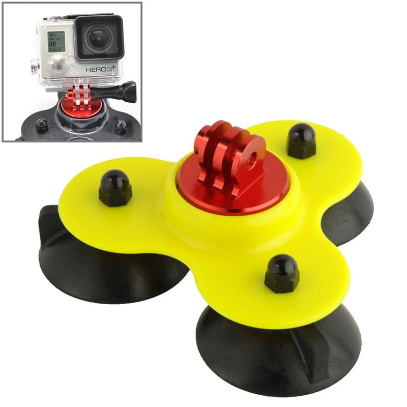 Coyote Style Suction Cup + Tripod Mount + Handle Screw for GoPro HERO9 Black /HERO8 Black /7 /6/ 5 /5 Session /4 /3+ /3 /2 /1, Xiaoyi and Other Action Cameras (Yellow)