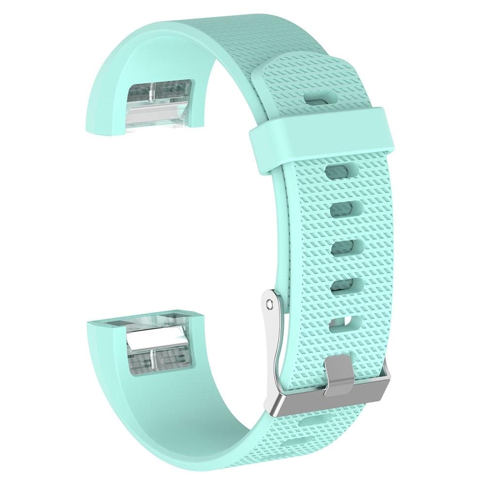 For Fitbit Charge 2 Common Texture Silicone Replacement Wrist Strap Watchband with Buckle, Size:L (Mint Green)