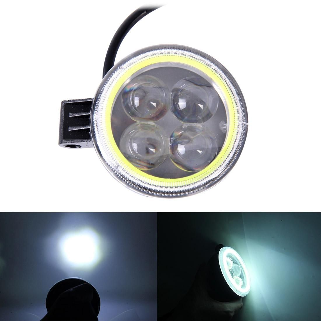 10W 6000K 800LM 4 LED White Motorcycle Headlight Lamp with White Angle Eye Lamp, DC 9-36V