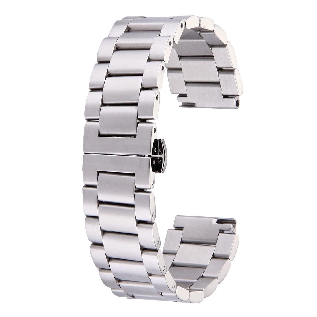 For Huawei Smart Watch Hidden Butterfly Buckle 3 Beads Stainless Steel Watchband (Silver)