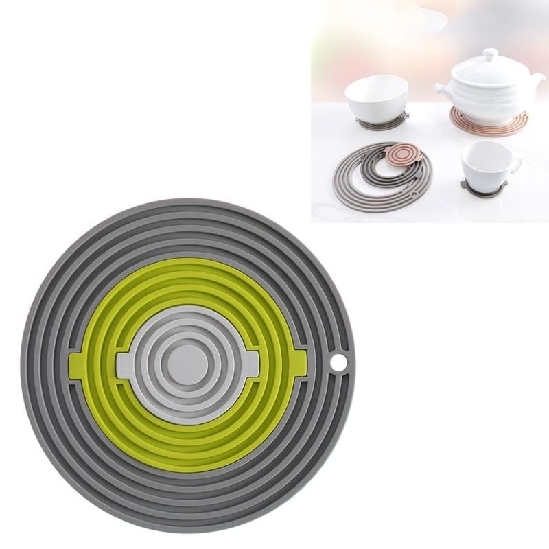 3 in 1 Round Silicone Heat Insulation Pad High Temperature Resistant Multifunctional Tableware Pad Combination Pot Pad Coaster (L4)