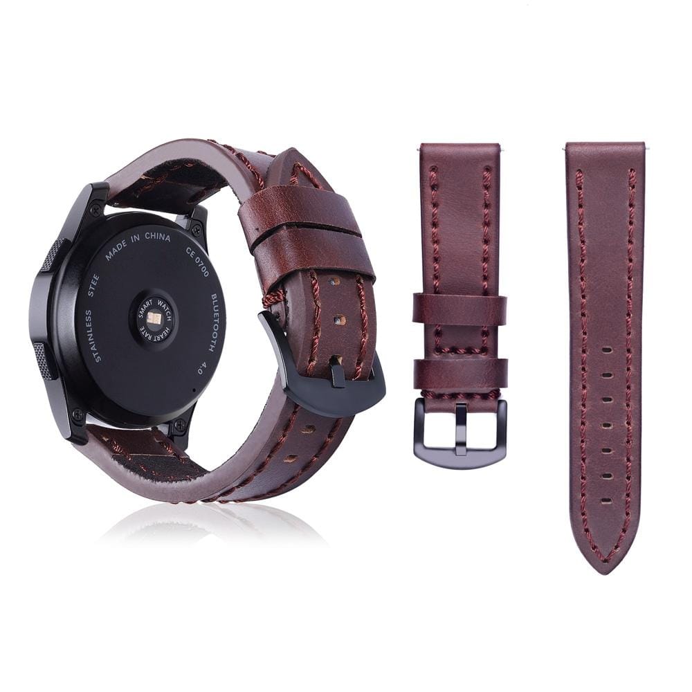 Top-grain Leather Wrist Watch Band for Samsung Gear S3 22mm (Dark Brown)