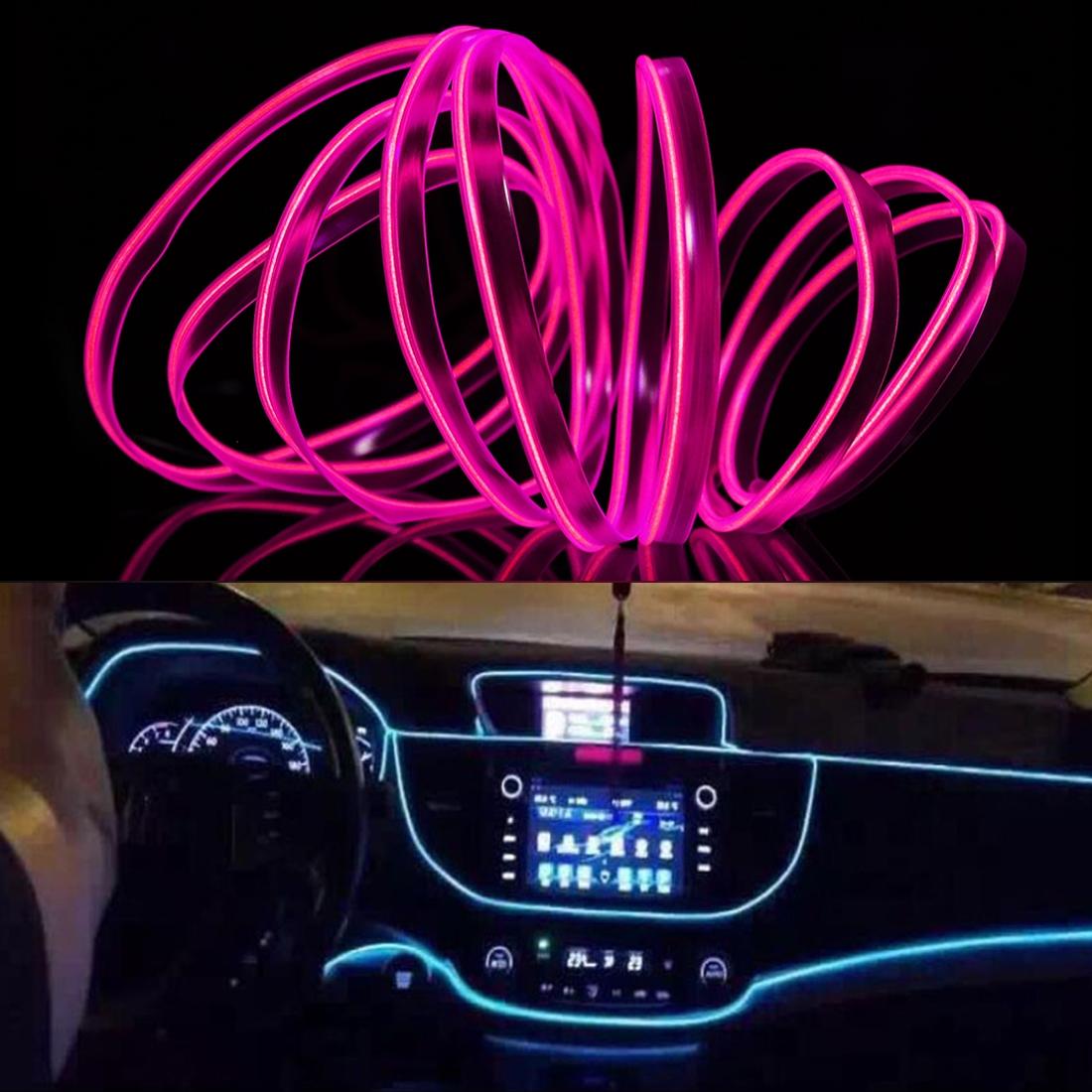 2M Cold Light Flexible LED Strip Light For Car Decoration (Pink Light)