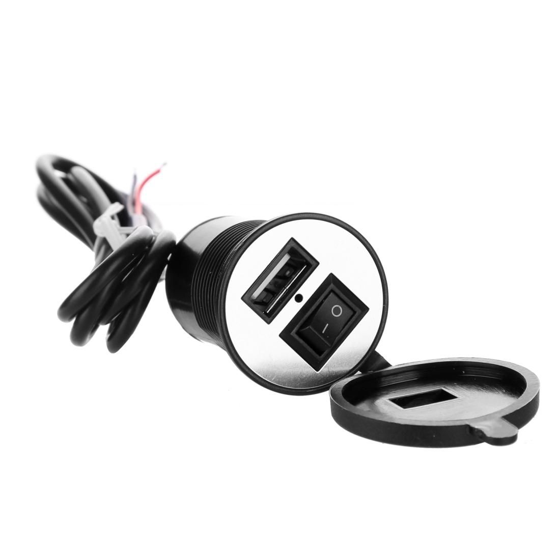 FEYCH MTF07 Motorcycle USB 5V 2A Charger with Power Switch & Water-resistant Cover for Mobile Phones / GPS / Walkie-talkie / MP3 / Digital Cameras (Black)