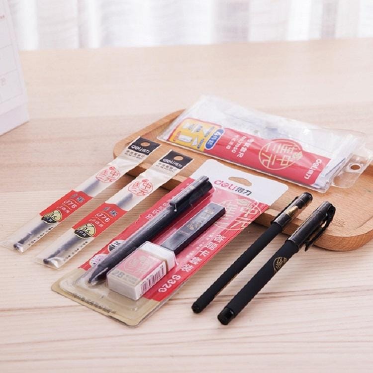 2 PCS Deli 6696 Exam Stationery Set Student Stationery Gel Pen/Set Ruler/Refill 2B Eraser