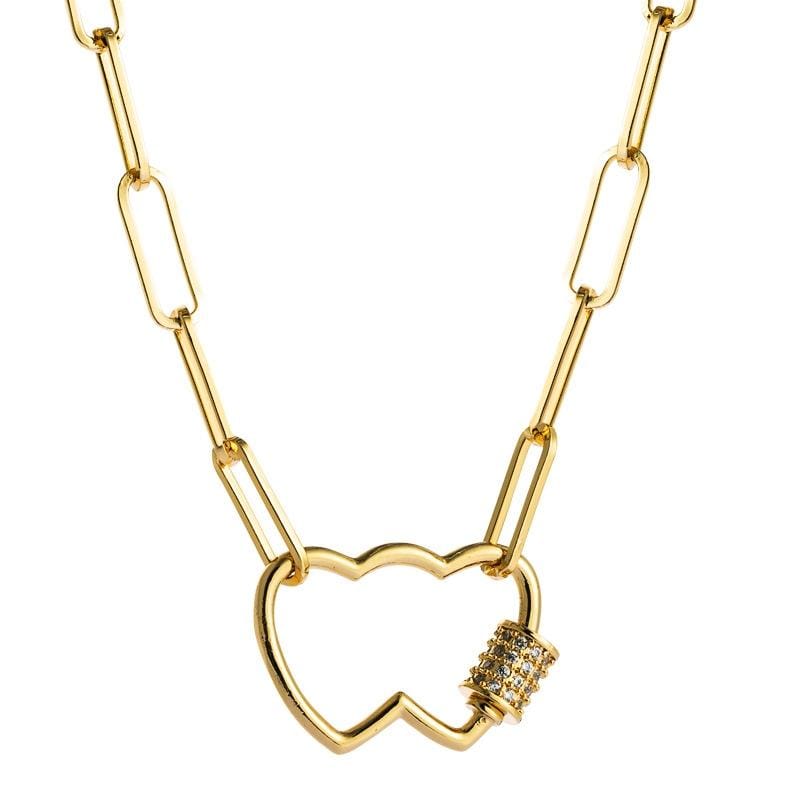 Love Heart Pendant Necklace With Micro Inlaid Colored Zircon (Double Heart)